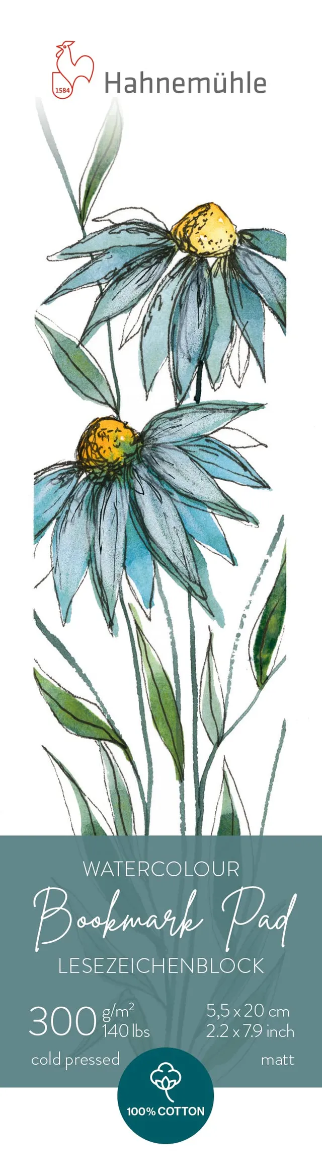 hahnem-hle-watercolour-bookmark-pad-5-5-x-20-cm-300-g-m-15-lesezeichen-100-baumw image 1