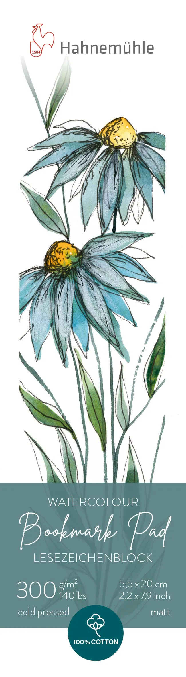 hahnem-hle-watercolour-bookmark-pad-5-5-x-20-cm-300-g-m-15-lesezeichen-100-baumw image 1