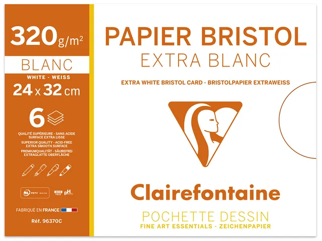 clairefontaine-bristolkarton-24x32-cm-320g-wei-mappe-mit-6-blatt image 1