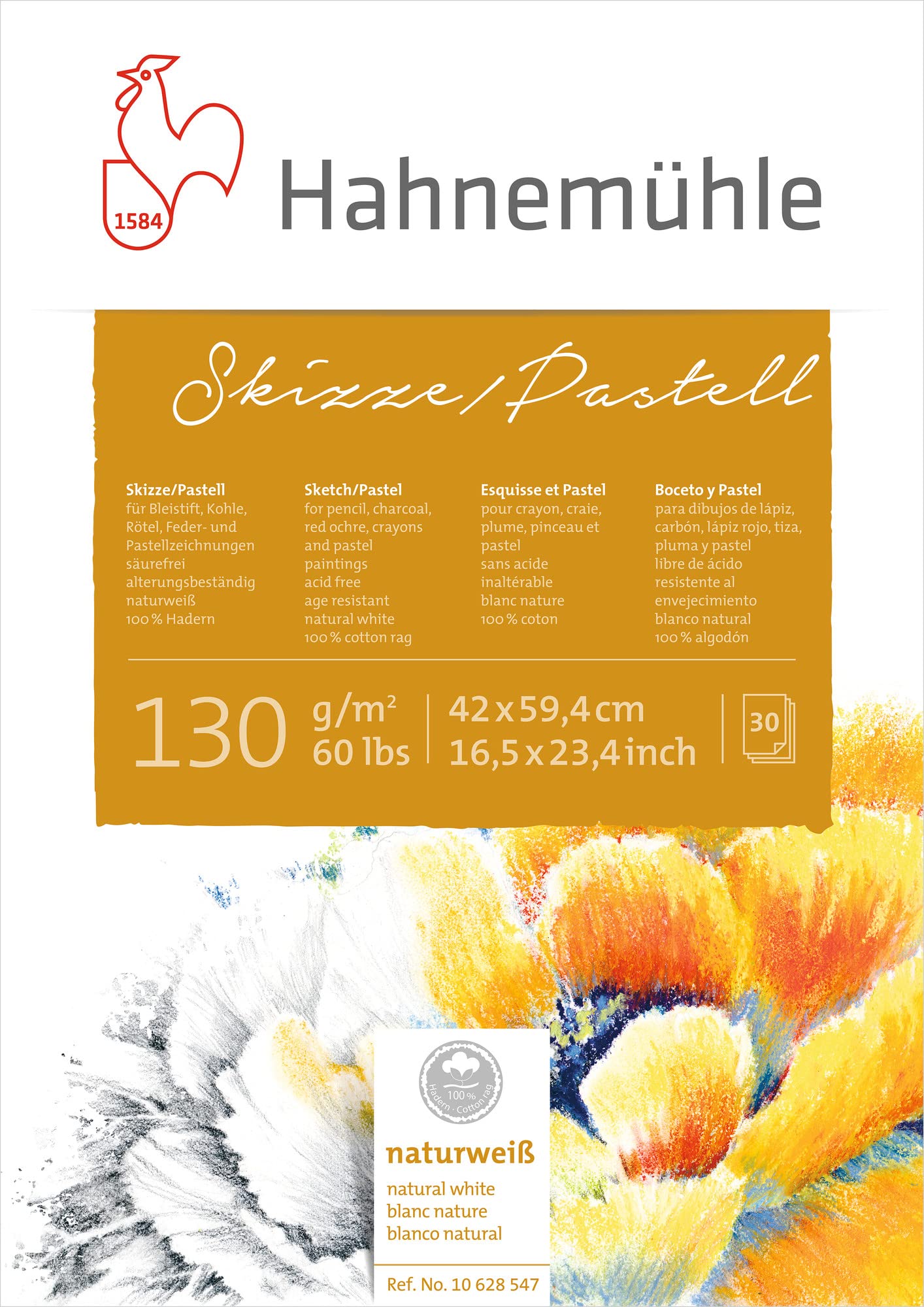 hahnem-hle-skizze-pastellblock-din-a2-naturwei-feink-rnig-130-g-m-30-blatt image 1