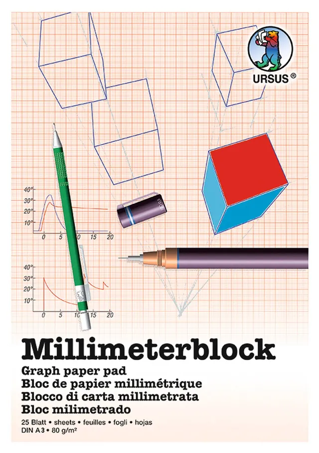 ursus-millimeterblock-din-a3-80g-25-blatt-1mm-raster image 1