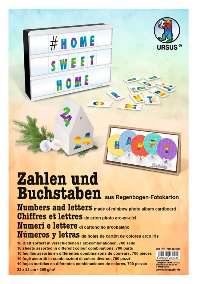 ursus-7930099-zahlen-und-buchstaben-regenbogen-fotokarton-300-g-qm-700-teile image 1