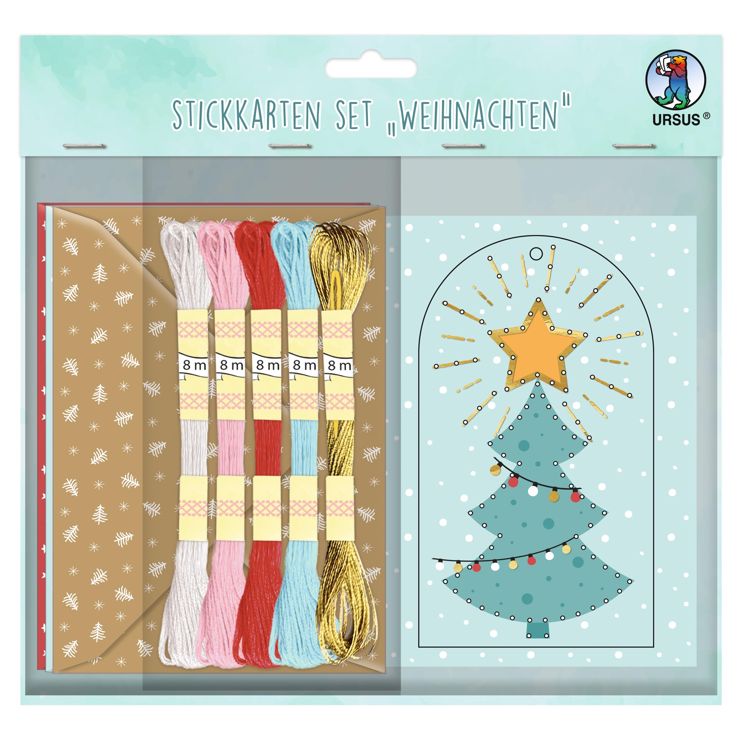 ursus-stickkarten-set-weihnachten-a6-8-gru-karten-umschl-ge-garn image 1