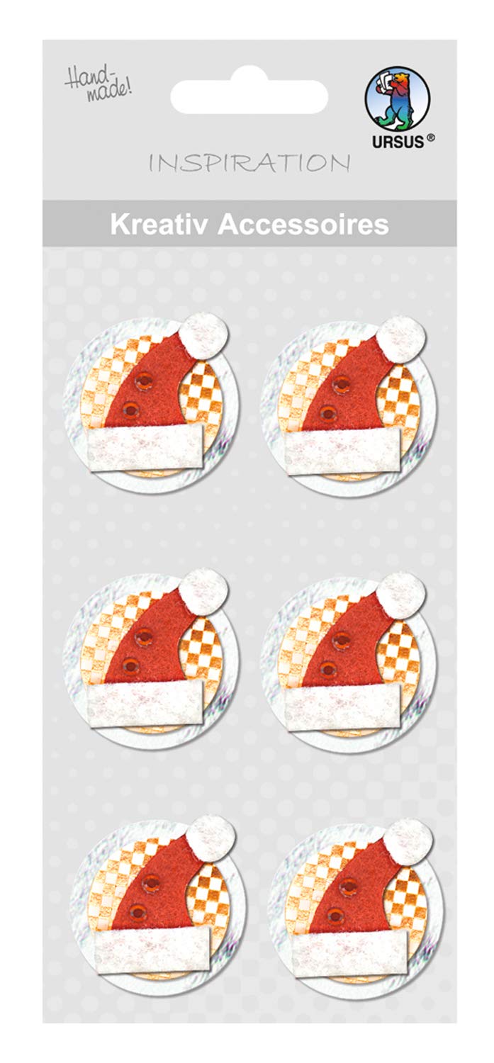 ursus-564000165-kreativ-accessoires-weihnachtsm-tze-selbstklebend-6-st-ck image 1