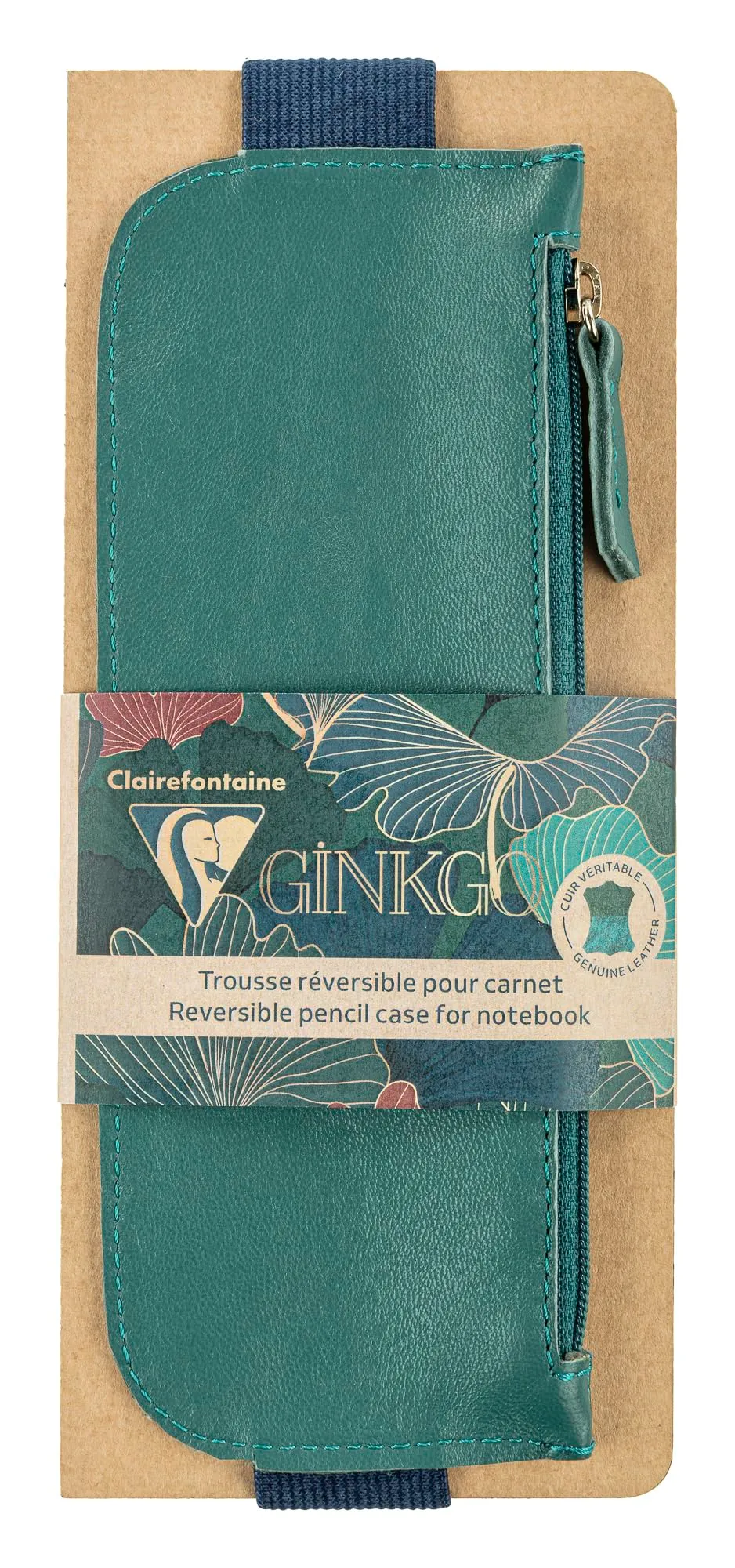 clairefontaine-ginkgo-schlamperm-ppchen-leder-f-r-a5-notizbuch-tannengr-n-indigo image 1