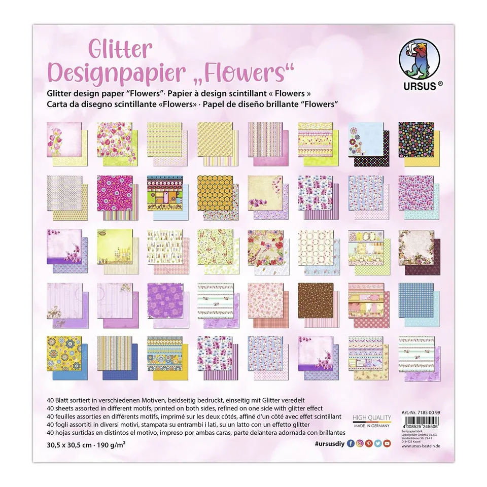 ursus-glitter-design-papier-flowers-71850099-motiv-fotokarton-30-5-x-30-5-cm-190 image 1