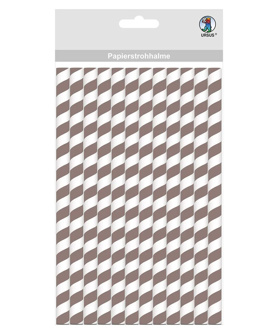ursus-56770009-papierstrohhalme-mit-streifen-grau-l-19-5-cm-12-st-ck image 1