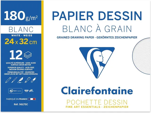 clairefontaine-zeichenpapier-mappe-din-a4-24x32-cm-180g-gek-rnt-12-b-gen image 1