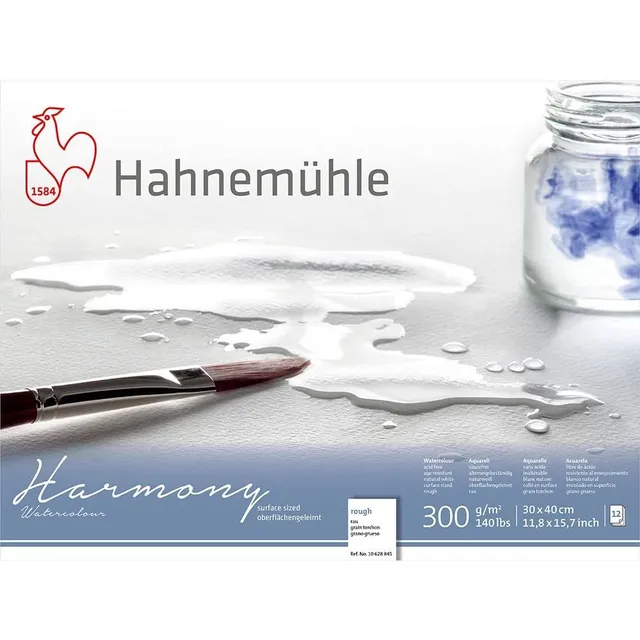 hahnem-hle-harmony-rough-aquarellpapier-30-x-40-cm-300-g-m-naturwei-12-blatt image 1