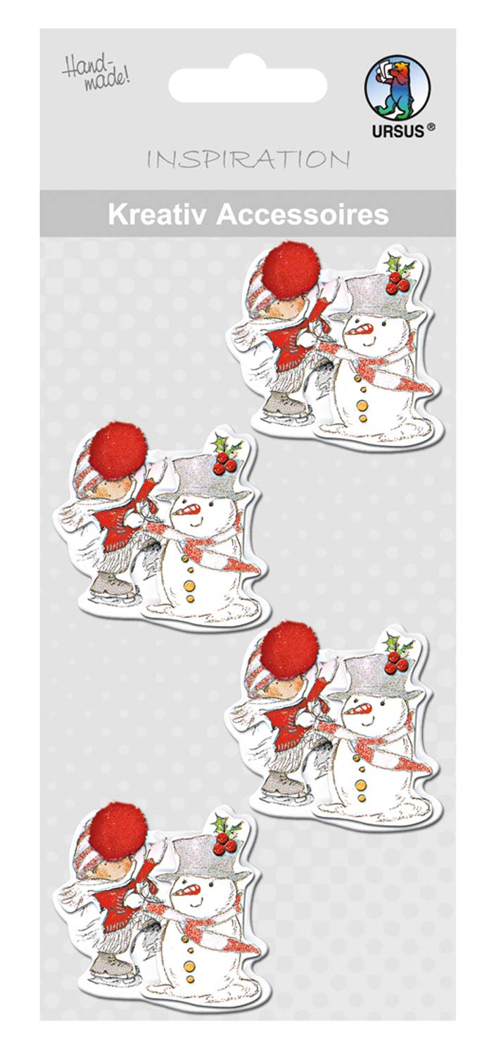 ursus-kreativ-accessoires-wichtel-und-schneemann-4-selbstklebe-deko-elemente-f-r image 1