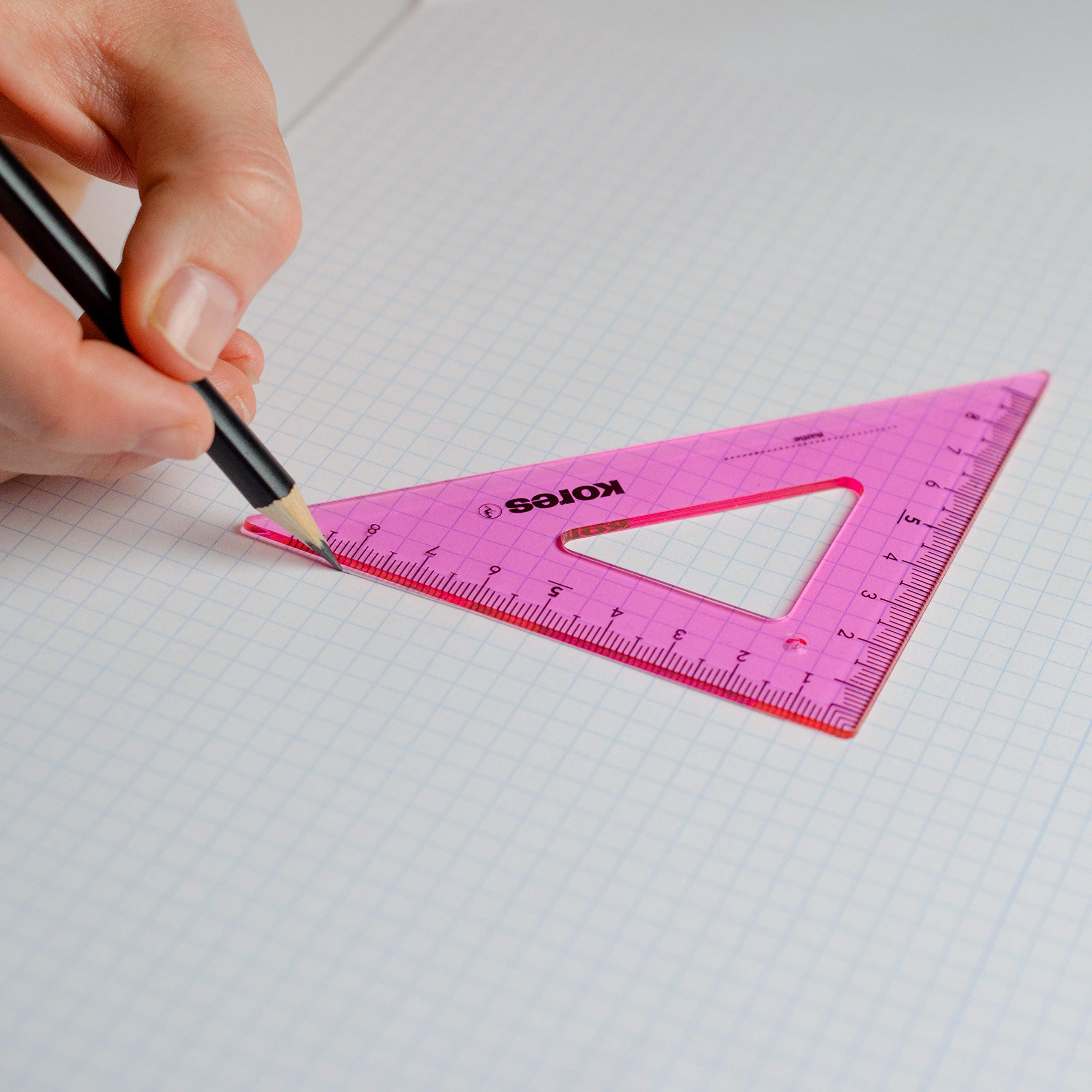 kores-geo15-geometrie-set-4-teilig-mit-lineal-winkelmesser-und-dreieck-transpare image 3