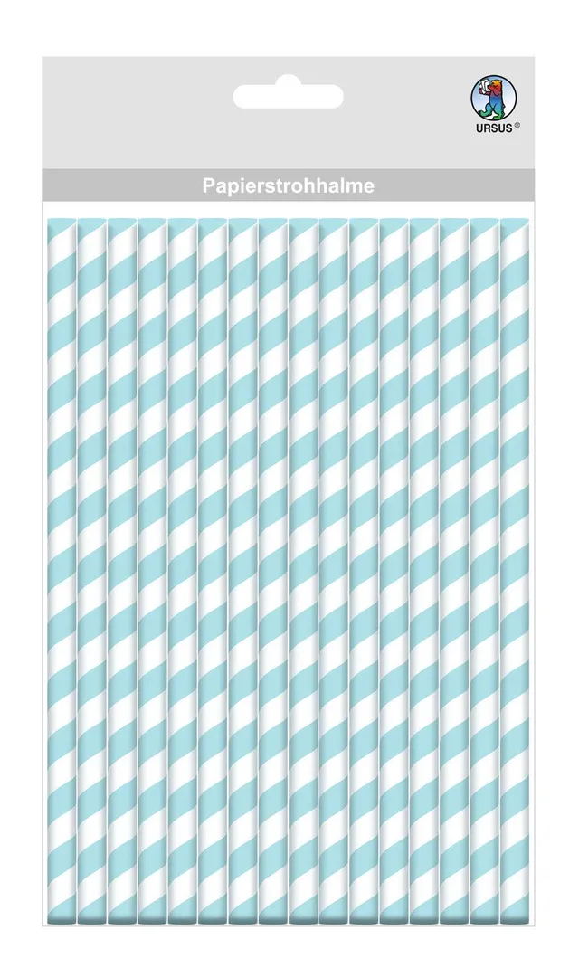 ursus-56750007-papierstrohhalme-mit-streifen-hellblau-s-19-5-cm-x-0-6-cm-24-st-c image 1