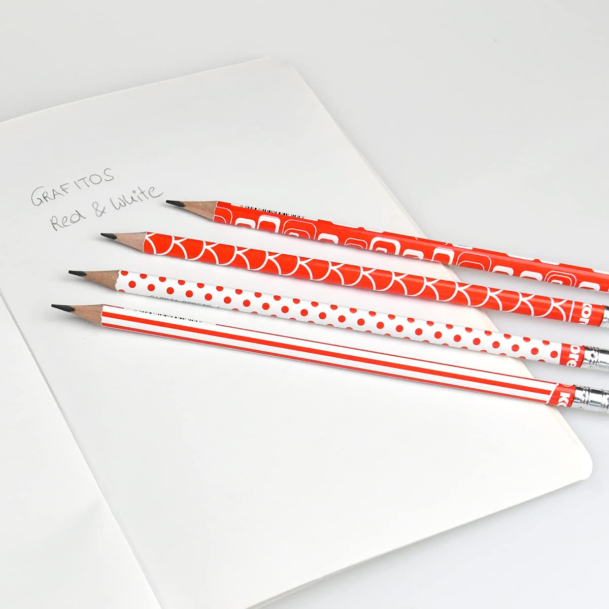 kores-grafitos-bleistifte-hb-12-st-ck-wei-rot-retro-design-mit-radierer image 3