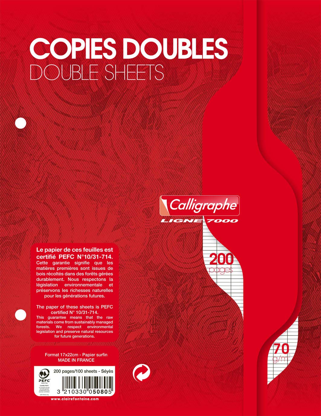 clairefontaine-calligraphe-5080c-klausurb-gen-17x22-cm-franz-sische-lineatur-70g image 1