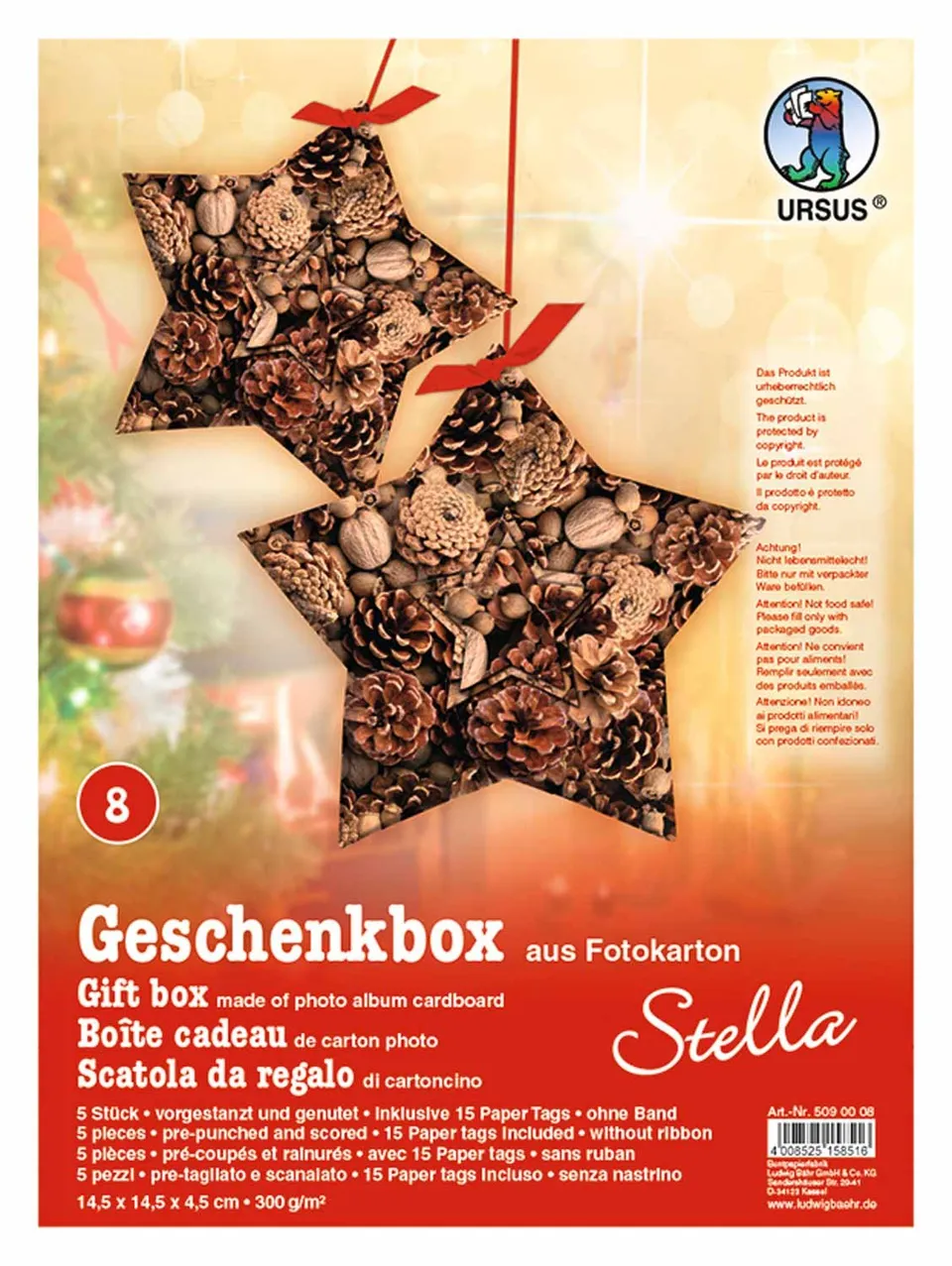 ursus-geschenkbox-stella-weihnachten-fotokarton-box-5-st-ck-15-paper-tags image 1