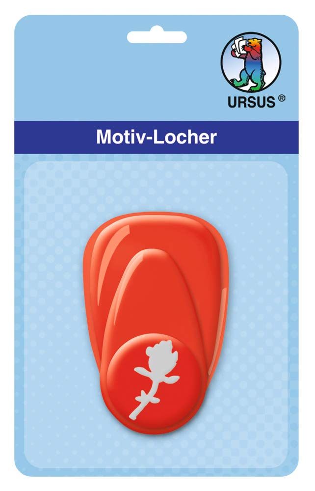 ursus-motivlocher-mit-hebel-klein-rose-16-mm-papierstanzer-rot image 1