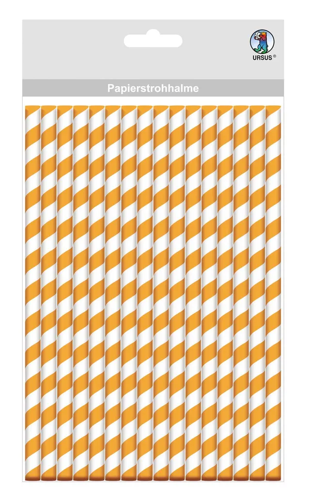 ursus-56750002-papierstrohhalme-mit-streifen-orange-s-19-5-cm-x-0-6-cm-24-st-ck image 1