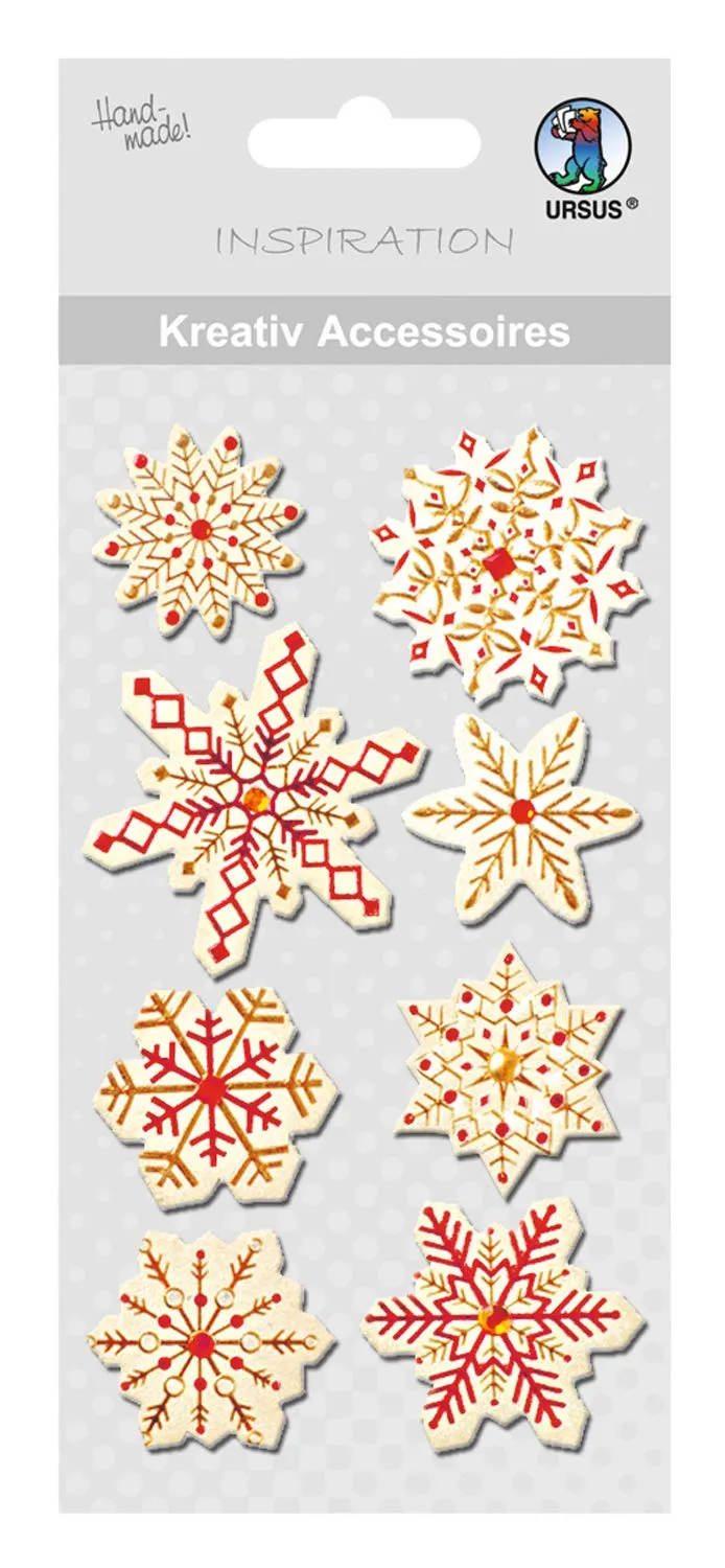 ursus-564000211-kreativ-accessoires-schneestern-rot-8-selbstklebende-sticker image 1