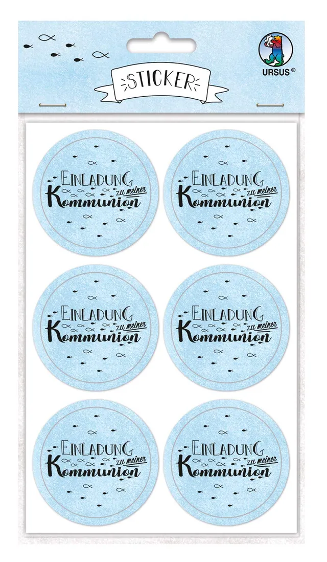 ursus-sticker-einladung-zu-meiner-kommunion-hellblau-24-st-ck-4-8-cm image 1
