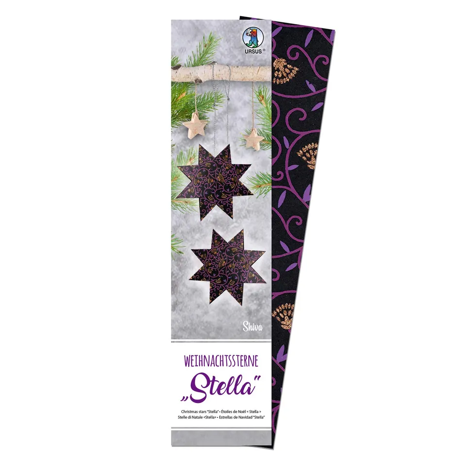 ursus-weihnachtsstern-stella-shiva-faltstern-set-schwarz-lila-kupfer image 1