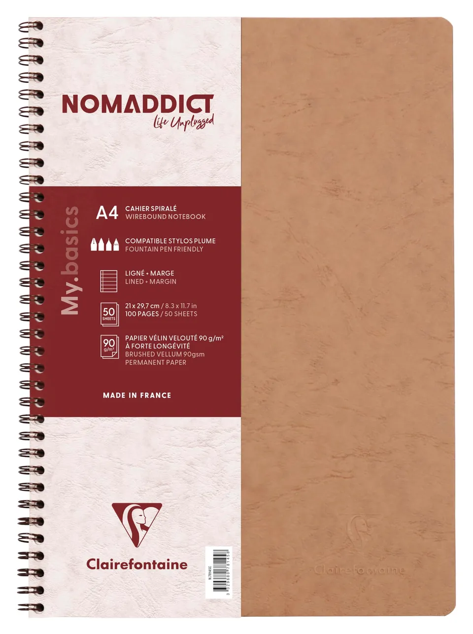 clairefontaine-spiralbuch-age-bag-a4-liniert-mit-rand-50-blatt-braun image 1