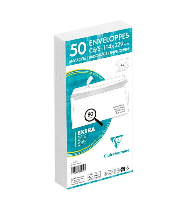 clairefontaine-forever-packung-mit-50-umschl-gen-wei-c6-5-114-x-229-mm-selbstkle image 1