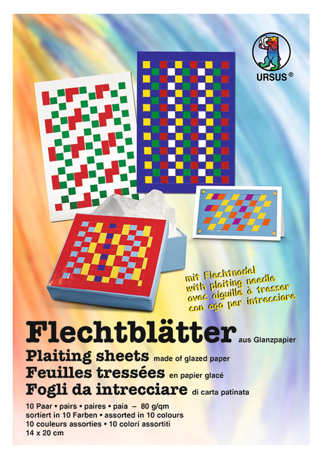 ursus-3340099-flechtbl-tter-14x20-cm-10-paar-10-farben-80g-10mm image 1