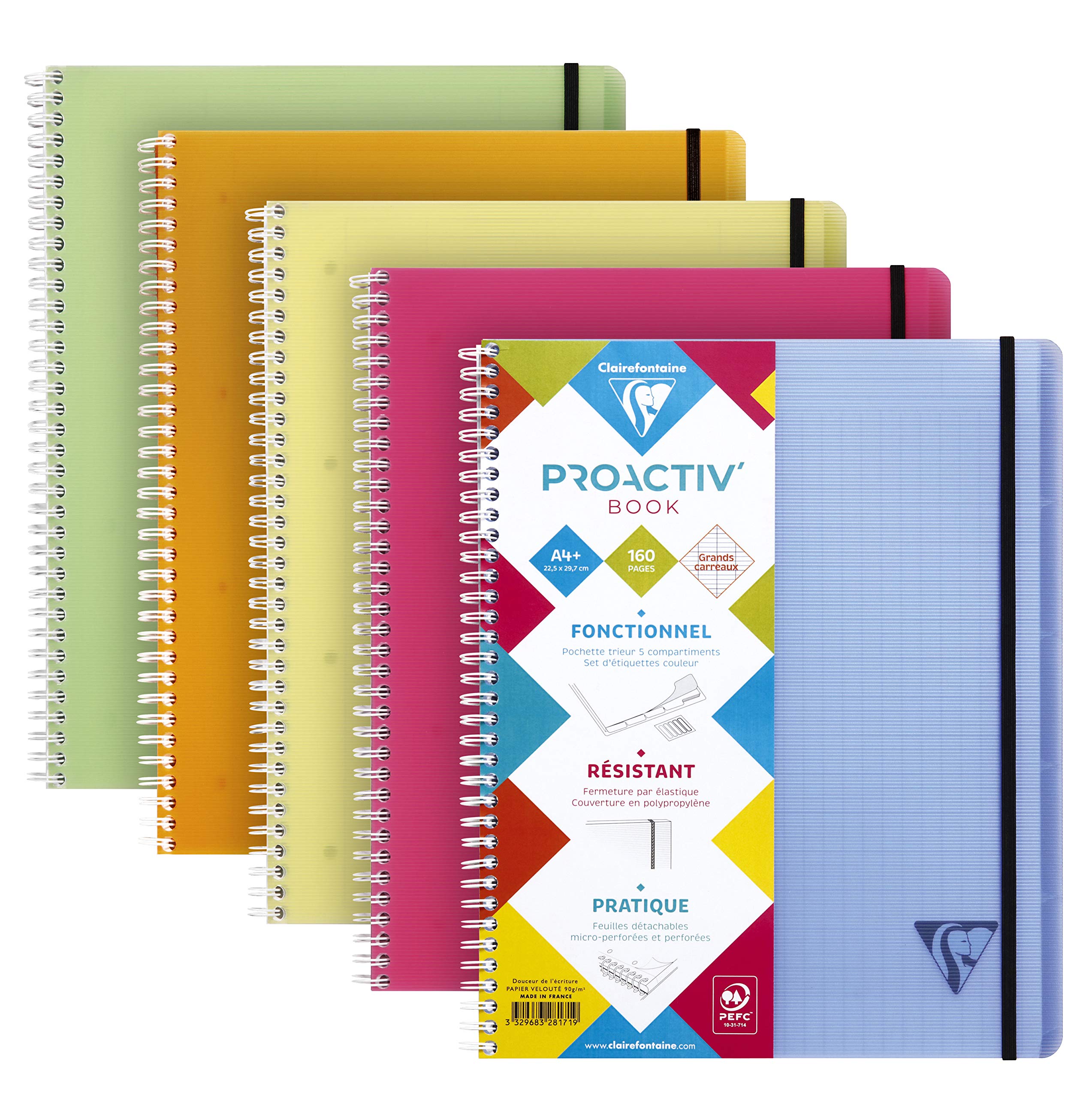 clairefontaine-proactiv-book-328171c-heft-a4-80-blatt-seyes-sortiert image 1