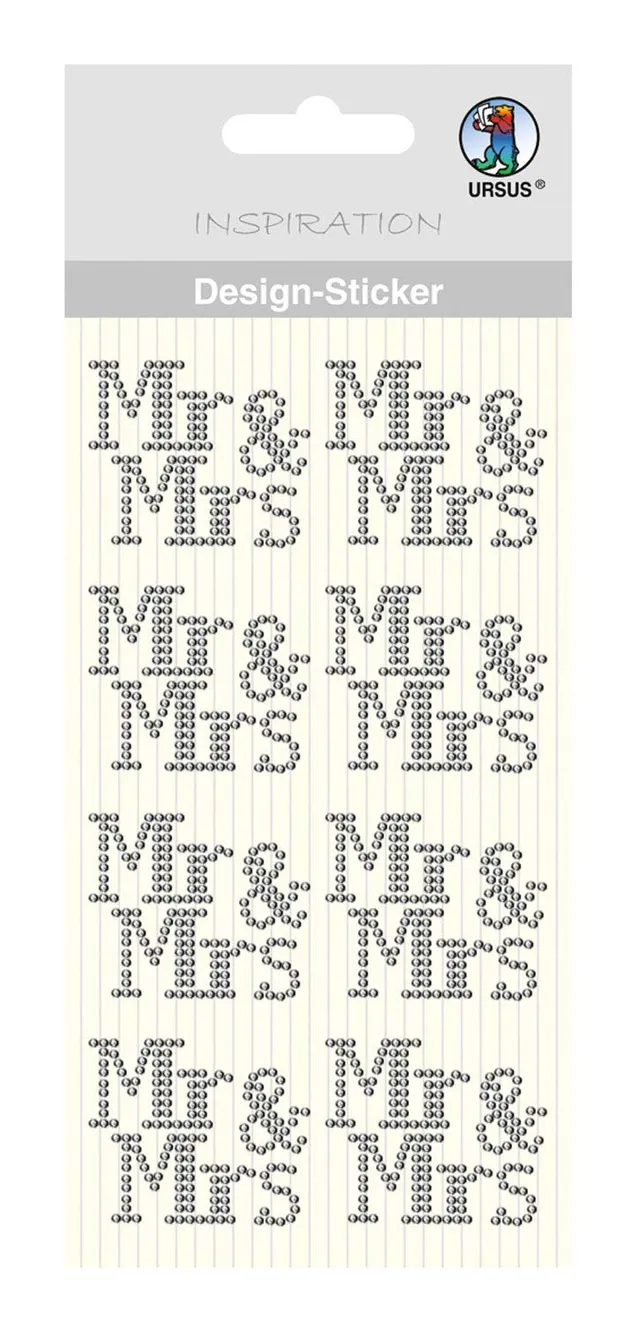 ursus-75070046-design-sticker-mr-mrs-silber-selbstklebend-8-st-ck image 1