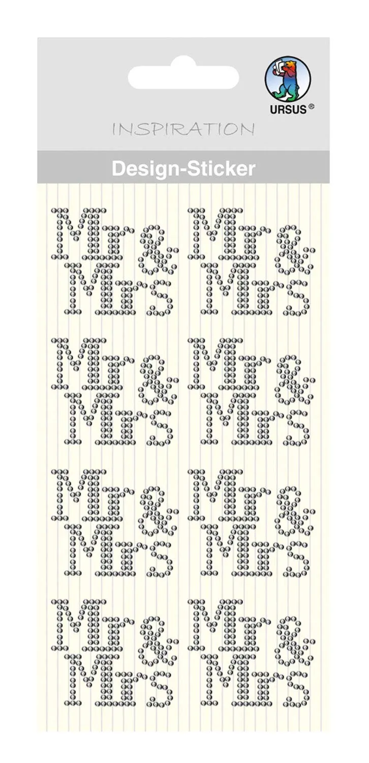 ursus-75070046-design-sticker-mr-mrs-silber-selbstklebend-8-st-ck image 1