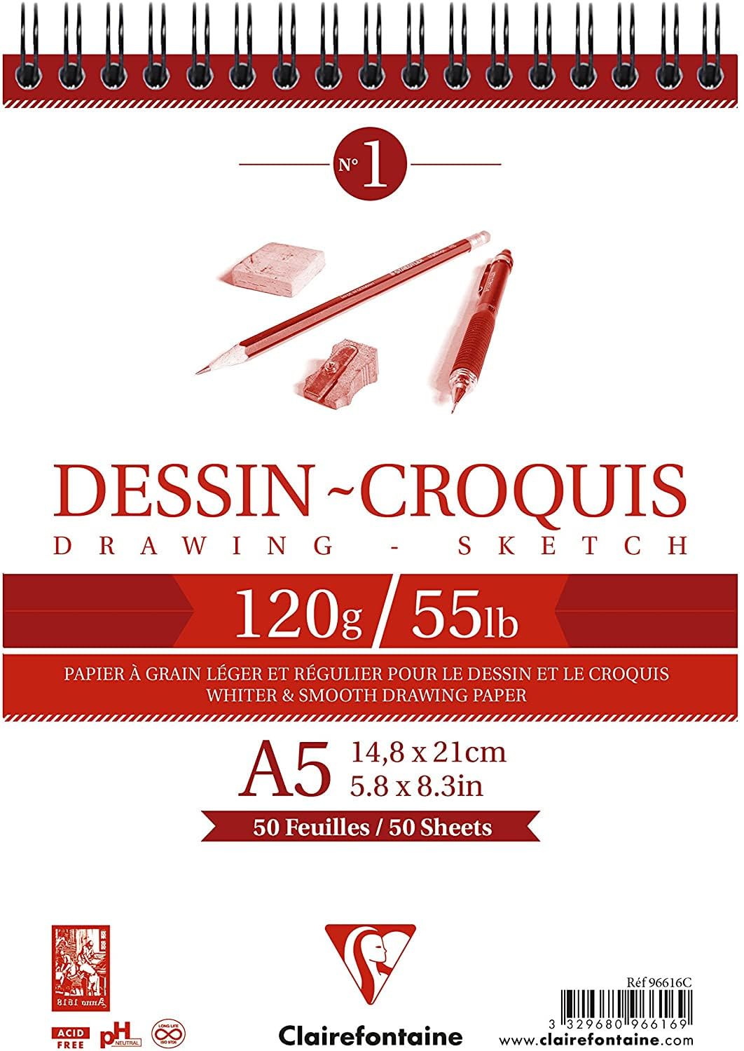 clairefontaine-96614c-zeichenblock-croquis-a4-skizzenpapier-120g-mit-doppelspira image 7