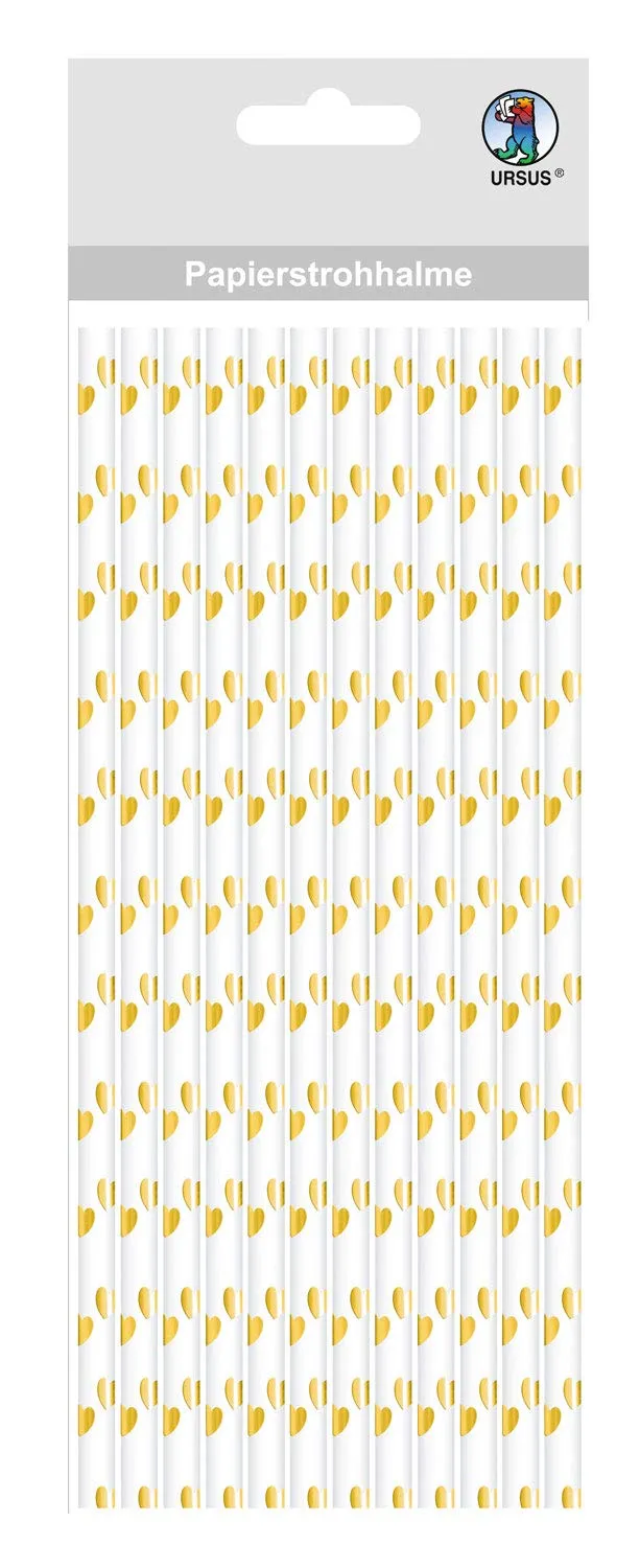 ursus-56850009-papierstrohhalme-mit-herzen-gold-gr-e-s-19-5-cm-24-st-ck image 1