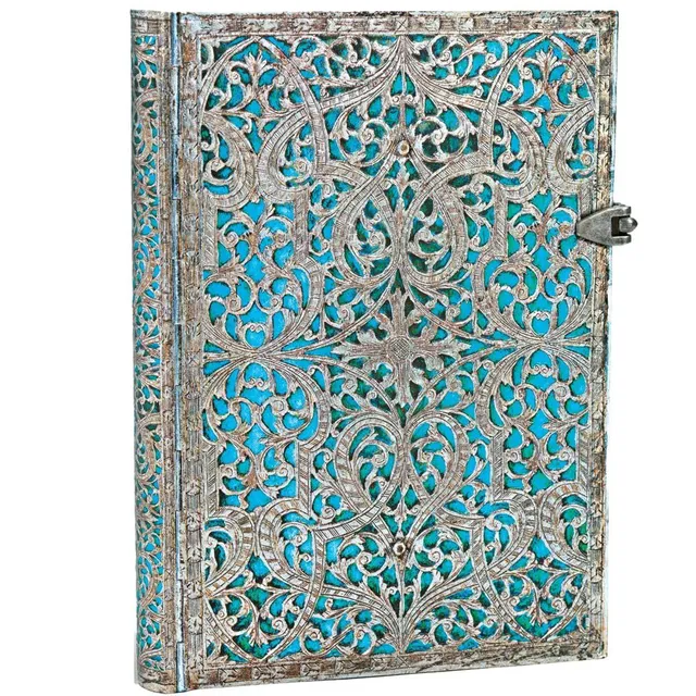 paperblanks-maya-blau-notizbuch-midi-180-x-130-mm-liniert-240-seiten-silver-fili image 1