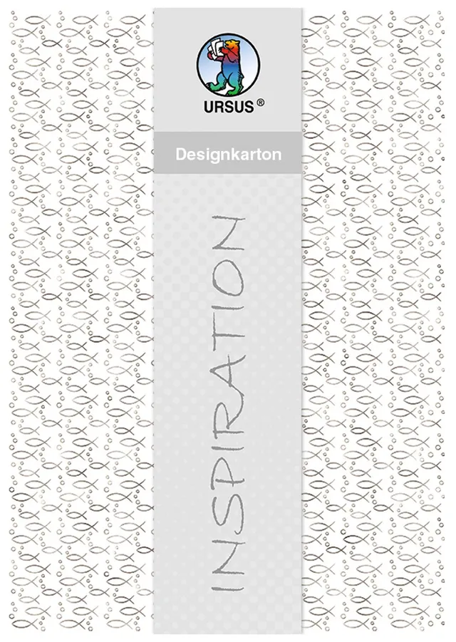 ursus-designkarton-200-g-qm-din-a4-fische-wei-silber-5-blatt image 1