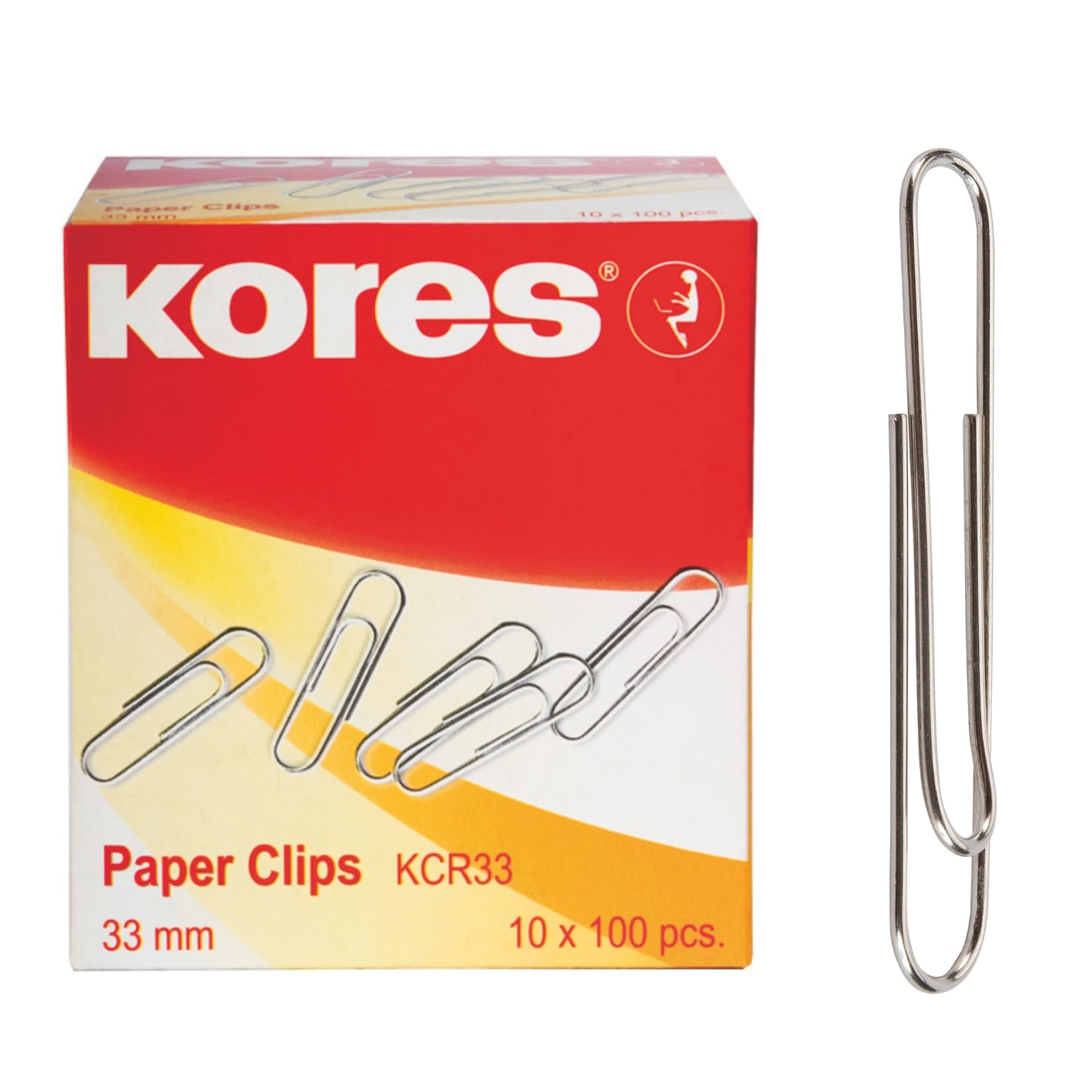kores-metall-papierklammern-33-mm-verzinkt-1000-st-ck-10x100 image 1