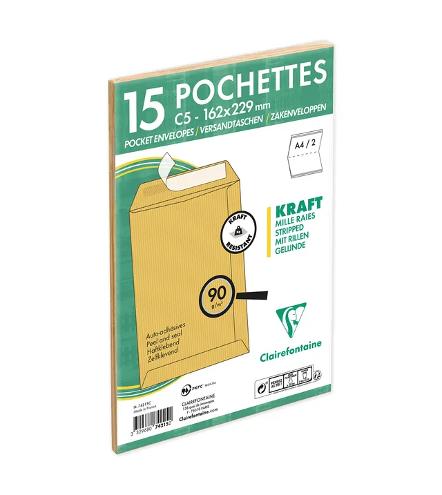 clairefontaine-74215c-versandtaschen-kraftbraun-c5-15er-pack image 1