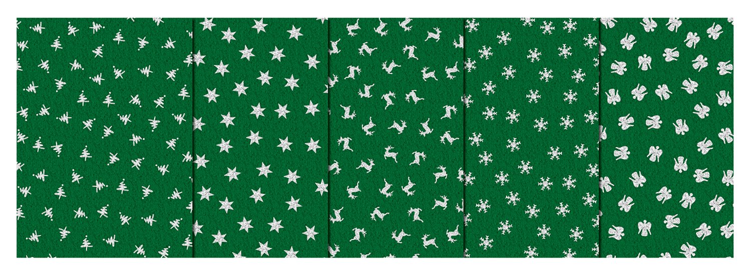 ursus-20290099-glitter-filz-silber-gr-n-20-x-30-cm-150-g-qm-5-bogen image 2