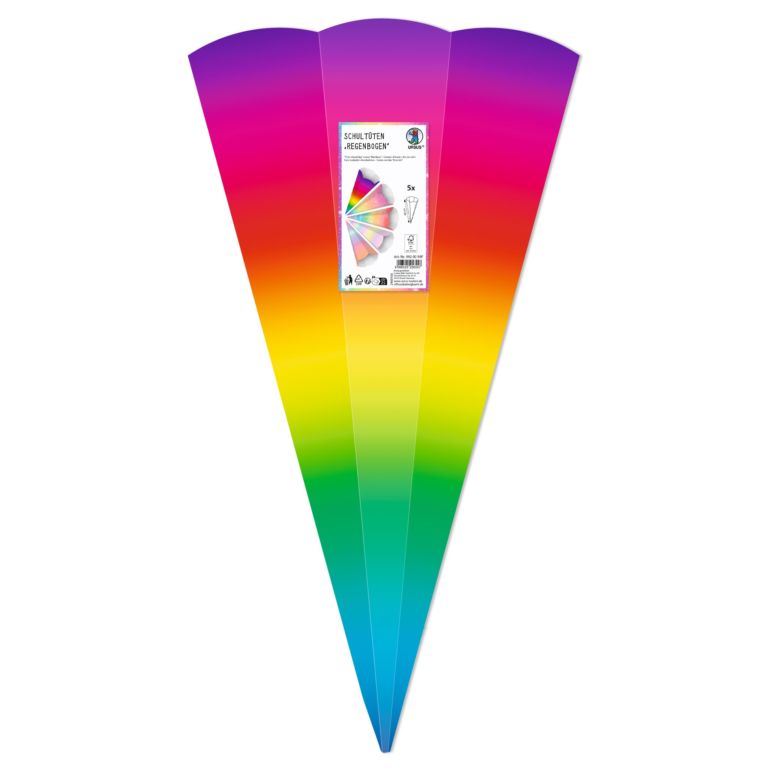 ursus-992-00-03f-schult-ten-regenbogen-5-st-ck-bastel-rohlinge-68-cm image 7