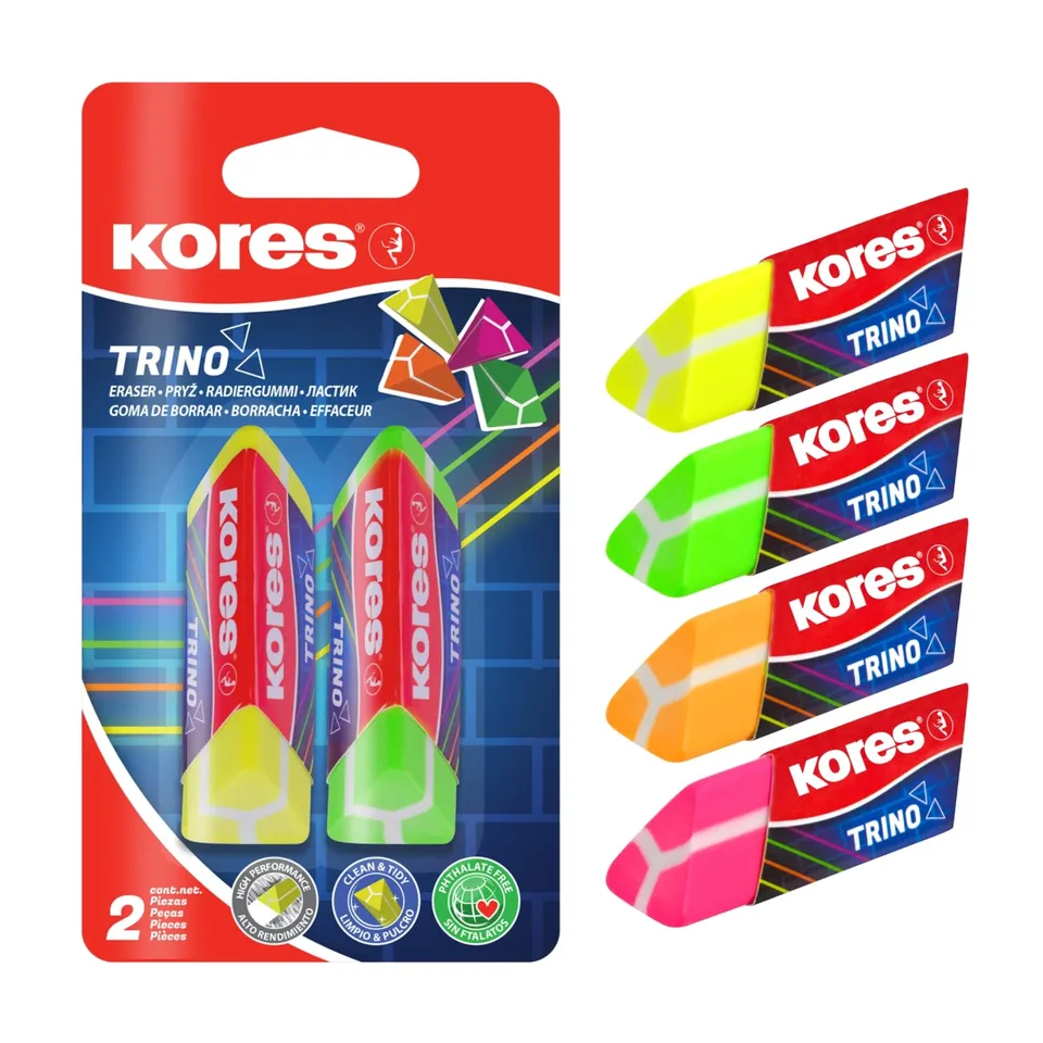 kores-trino-dreieck-radierer-pvc-60-x-20-x-18-mm-neon-2er-pack image 1