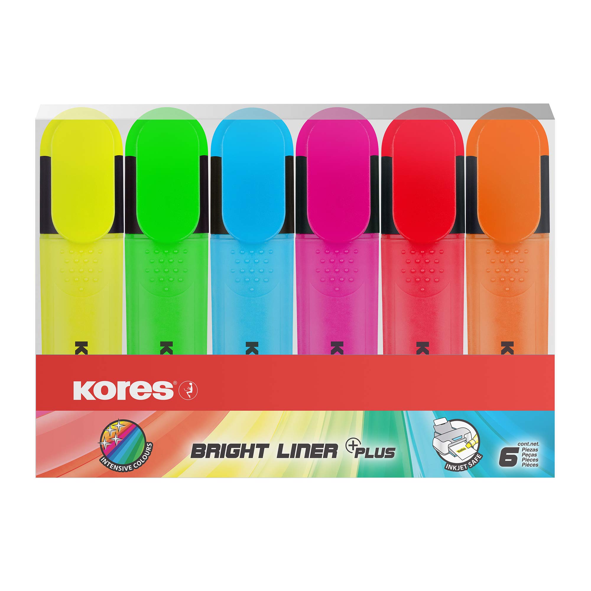 kores-tm36160-bright-liner-textmarker-6er-set-neon-mit-keilspitze image 1
