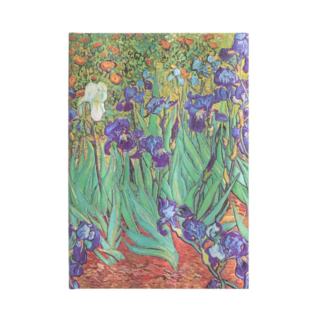 paperblanks-van-gogh-s-irises-midi-notizbuch-blanko-hardcover-mit-gummiband image 1