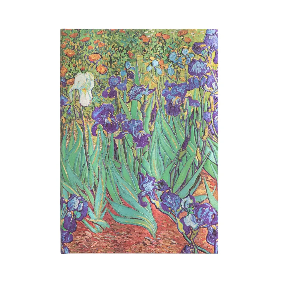paperblanks-van-gogh-s-irises-midi-notizbuch-blanko-hardcover-mit-gummiband image 1