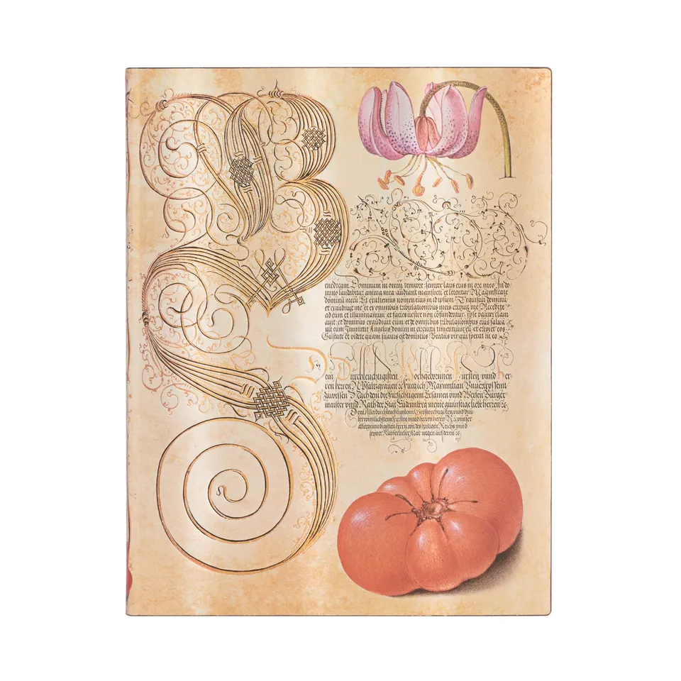 paperblanks-lily-tomato-mira-botanica-ultra-notizbuch-unliniert-flexi-softcover image 1