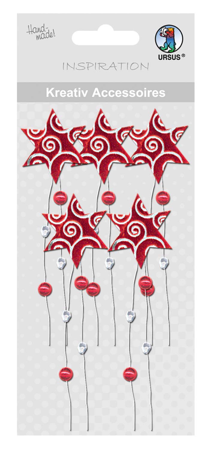 ursus-56400071-kreativ-accessoires-sterne-rot-selbstklebend image 1