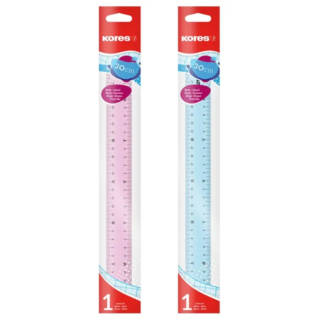 kores-lineal-30-cm-transparent-mit-tuschekante-sortiert image 1