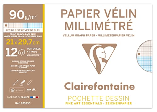 clairefontaine-97553c-millimeterpapier-a4-90g-12-bogen-4-fach-gelocht-wei image 7