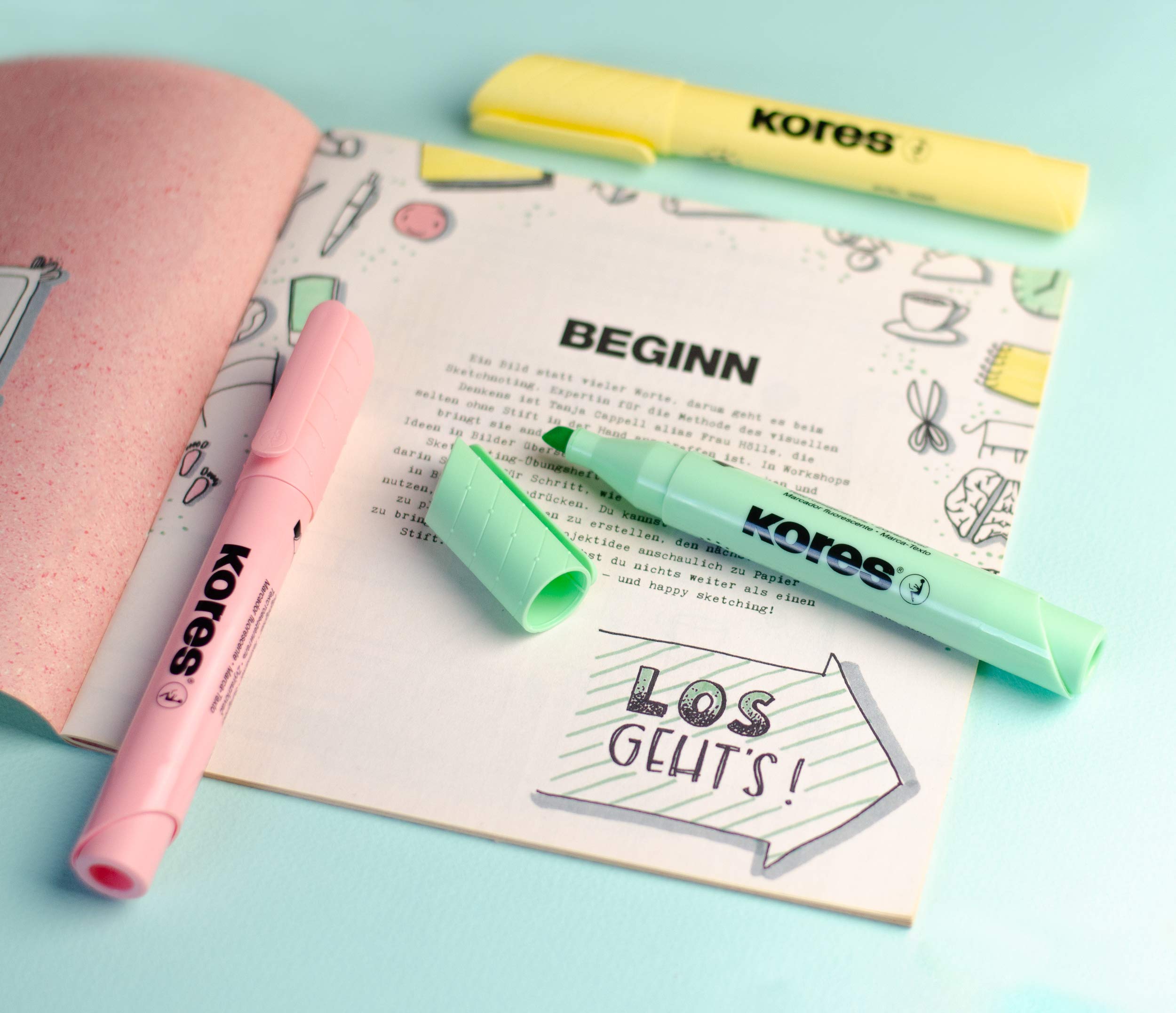 kores-highliner-plus-textmarker-keilspitze-6er-pastell-glitterglue image 3