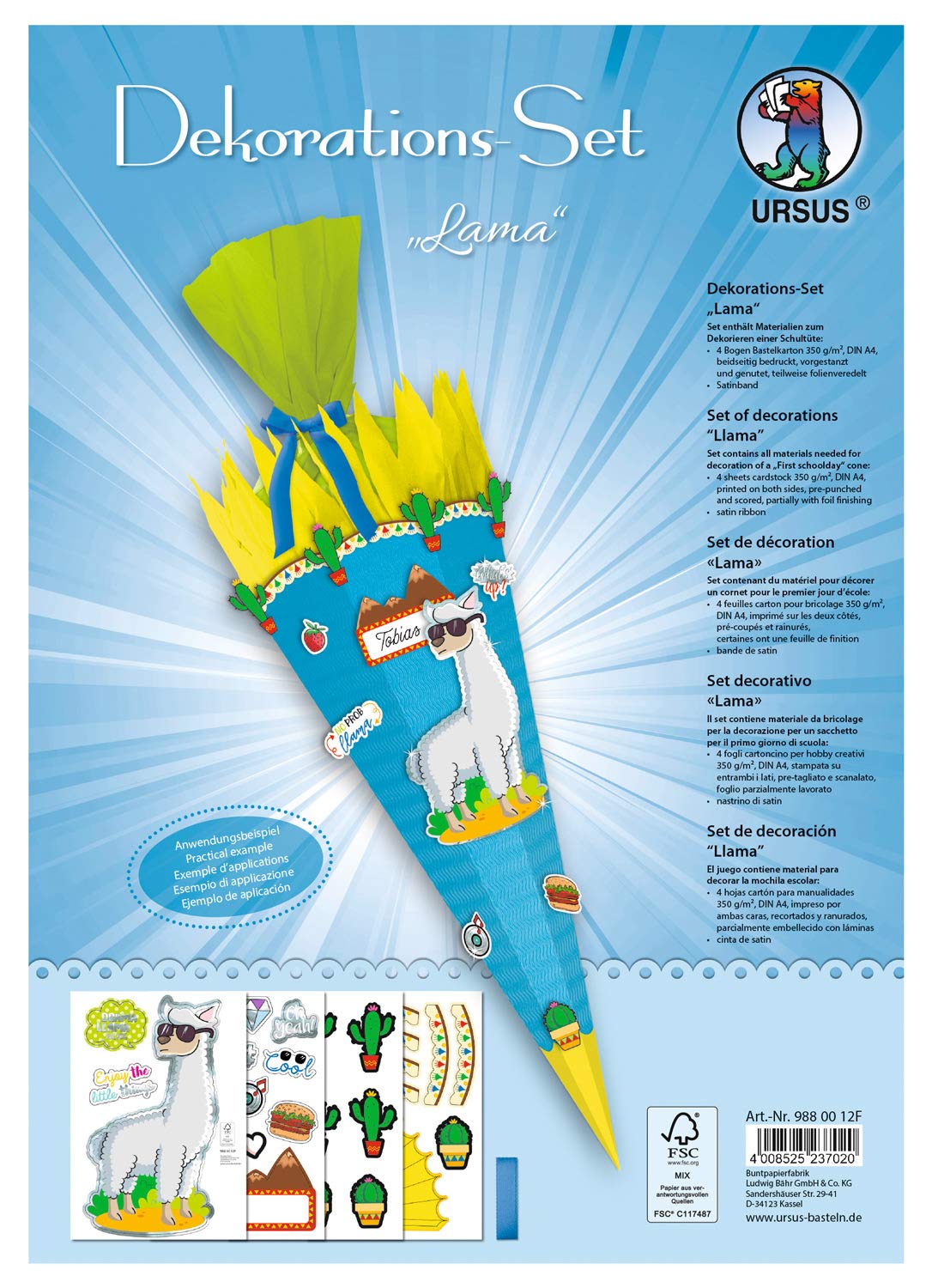 ursus-9880011f-dekorationsset-mops-4-bogen-a4-f-r-schult-te-68-cm image 6