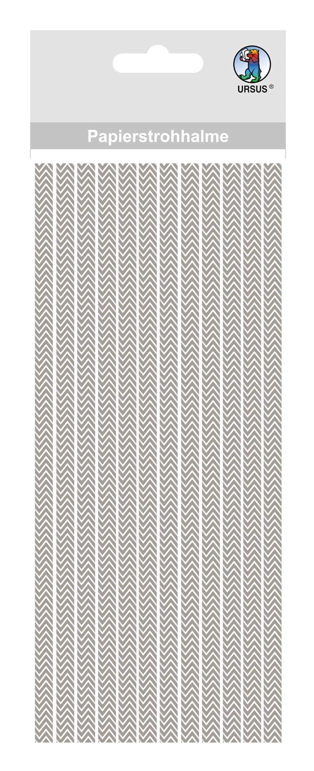 ursus-56770020-papierstrohhalme-chevron-grau-l-19-5-cm-12-st-ck image 1