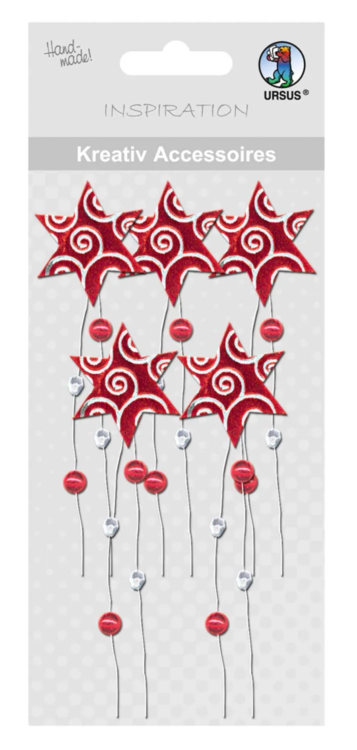ursus-56400071-kreativ-accessoires-sterne-rot-selbstklebend image 1